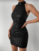 Black Halter Mini Dress.