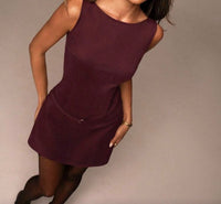 Burgundy Sleeveless Mini Dress.