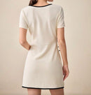 White Tie-Front Trim Dress.
