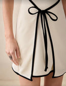White Tie-Front Trim Dress.