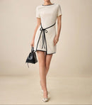 White Tie-Front Trim Dress.