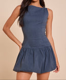 Classic Sleeveless Denim Mini Dress.