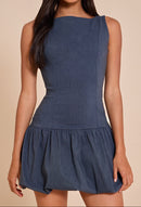 Classic Sleeveless Denim Mini Dress.