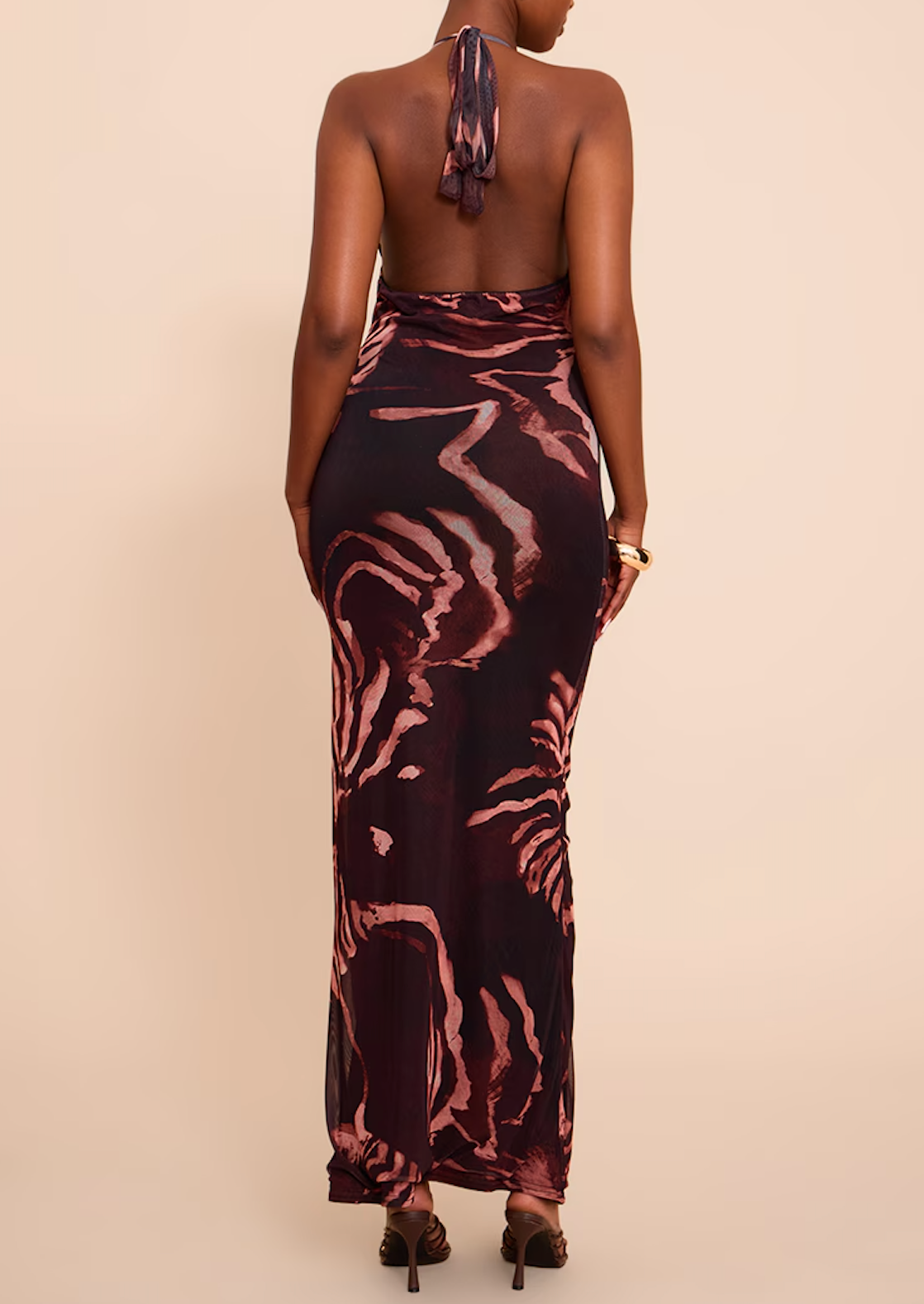 Midnight Flame Halter Gown.