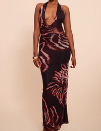 Midnight Flame Halter Gown.