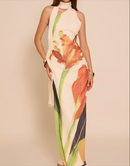 Floral Print Halter Maxi Dress.