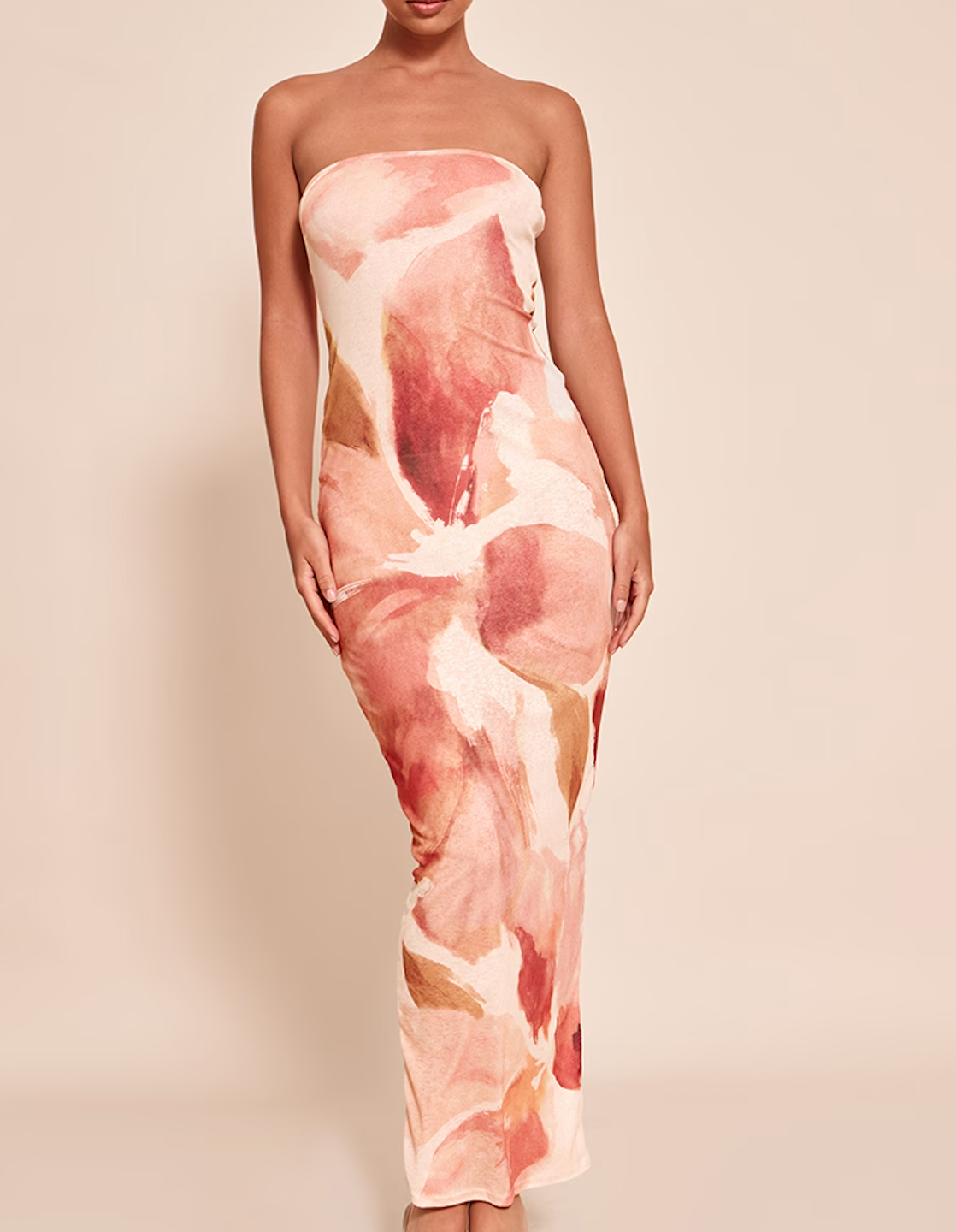 Blush Muse Strapless Maxi Dress.