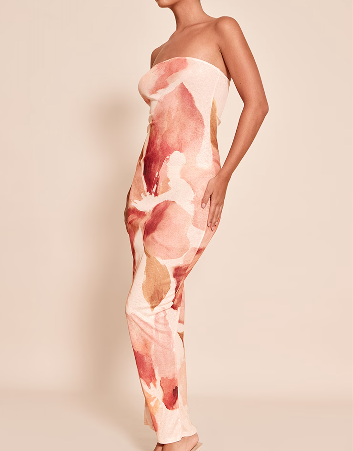 Blush Muse Strapless Maxi Dress.