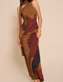 Printed Halter Maxi Dress.