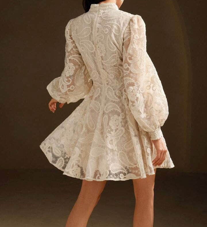 Ivory Lace Mini Dress.