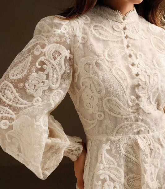 Ivory Lace Mini Dress.