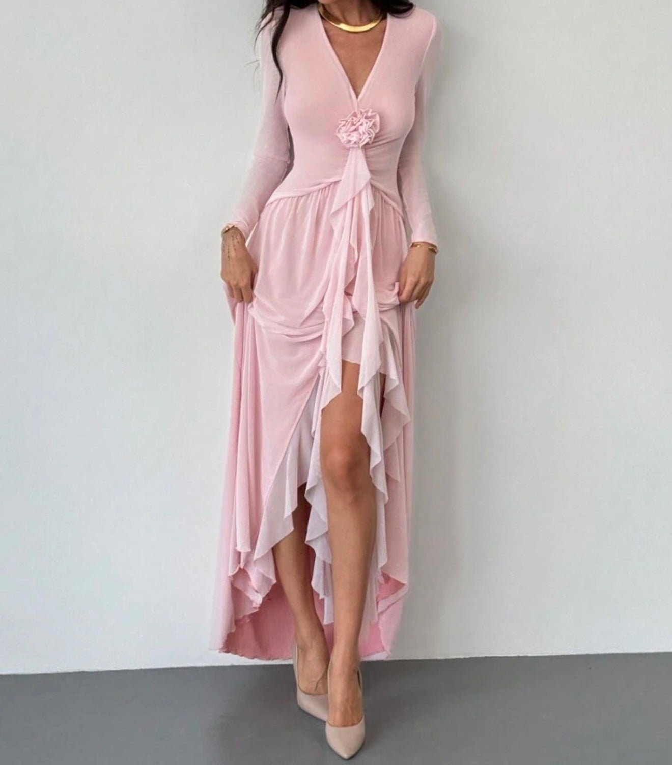 Pink Long Dress.