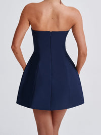 Navy Strapless Mini Dress.