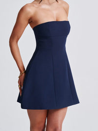 Navy Strapless Mini Dress.