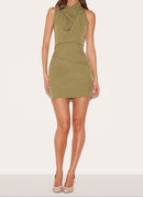 Olive Draped Mini Dress.