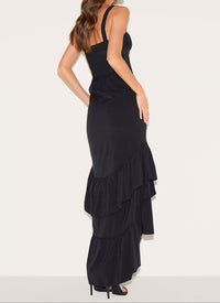 Black Ruffled Maxi Dress.