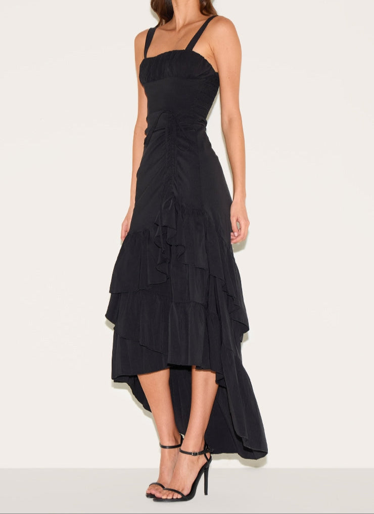 Black Ruffled Maxi Dress.