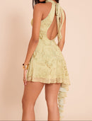 Green Ruffle Sleeve Dress.