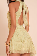 Green Ruffle Sleeve Dress.