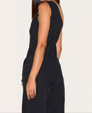Black Asymmetric One Shoulder Long Top.