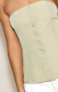 Sage Green Woven Structured Top.