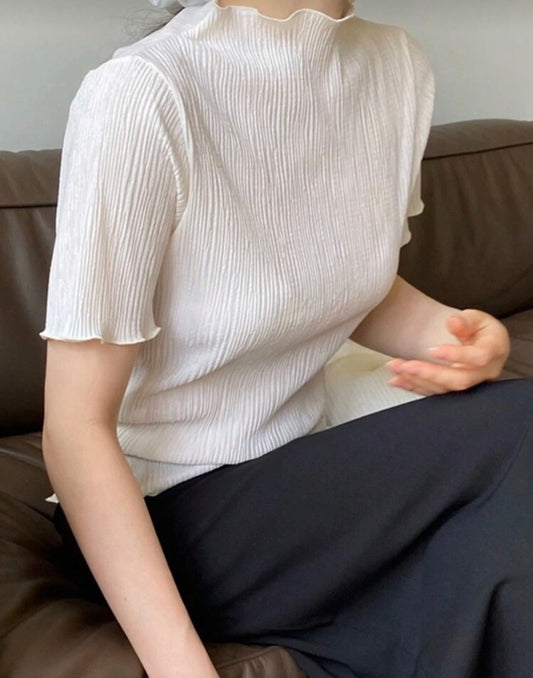 White Pleated Top.