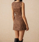 Brown Tie-Front Vest & Skirt Set.