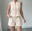 Textured Vest & Shorts Set.