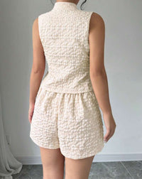 Textured Vest & Shorts Set.