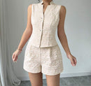 Textured Vest & Shorts Set.