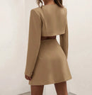 Brown Structured Two-Piece Set.