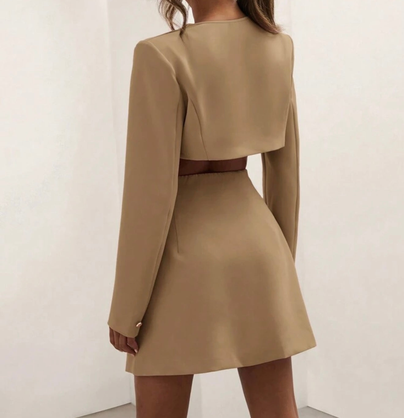 Brown Structured Two-Piece Set.