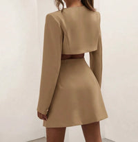 Brown Structured Two-Piece Set.