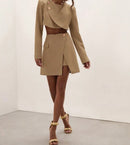Brown Structured Two-Piece Set.