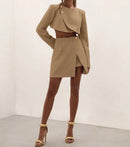 Brown Structured Two-Piece Set.