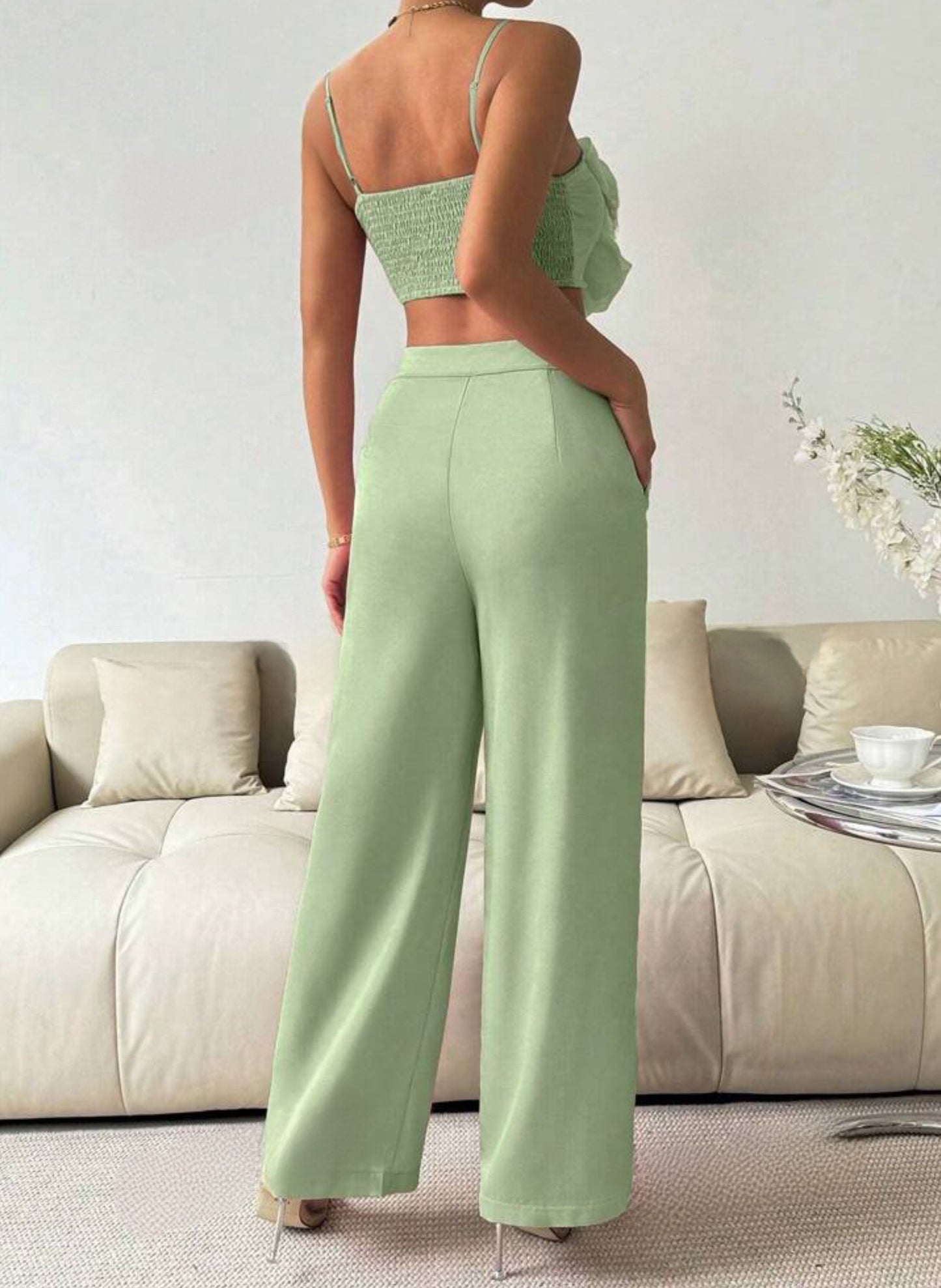 Green two-piece Set.