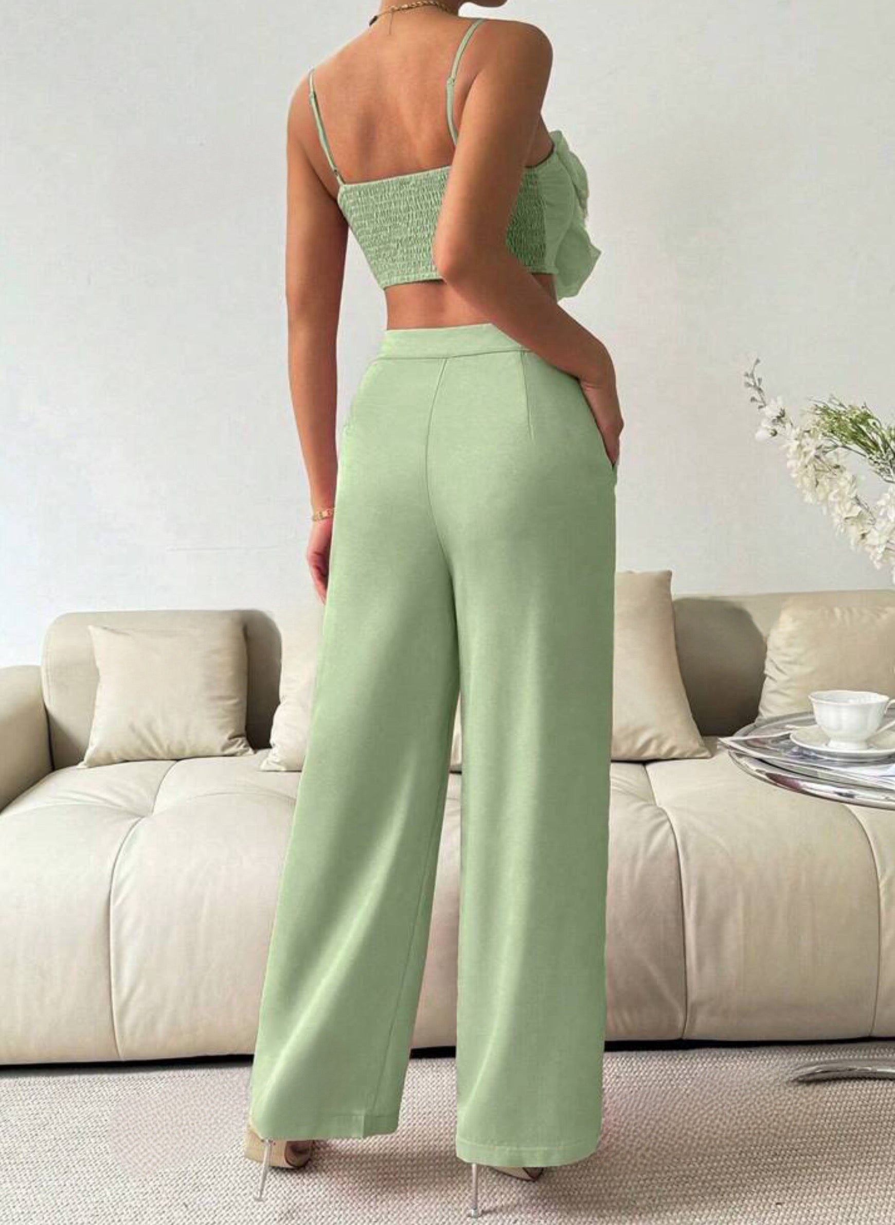 Green two-piece Set.