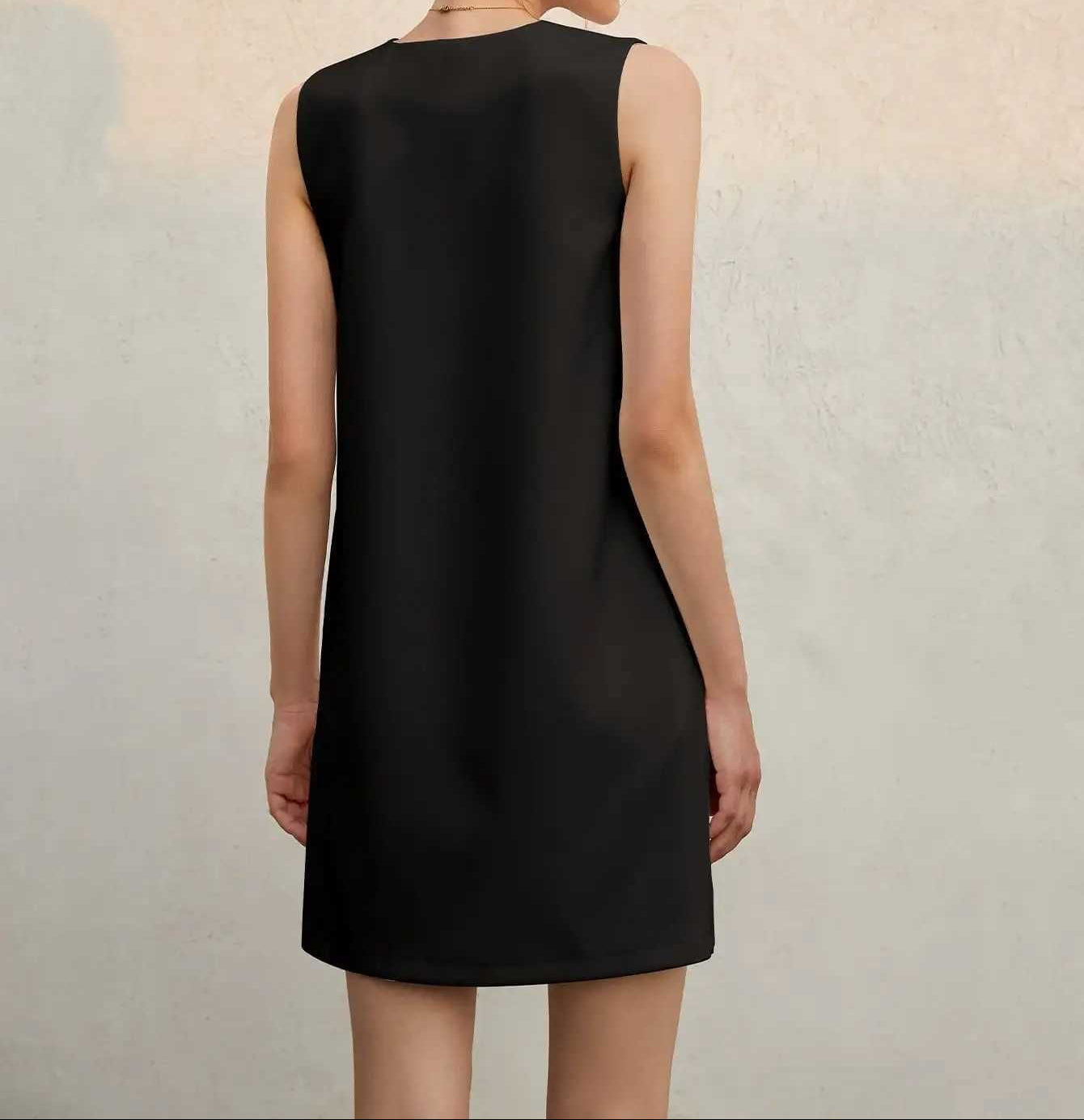 Classic Black Minimal Mini Dress.