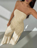 Ivory Pleated Wide-Leg Set.