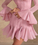 Romantic Pink Ruffled Dress.