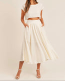 White Two-Piece Flow Midi Set.