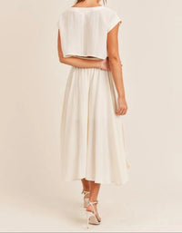 White Two-Piece Flow Midi Set.