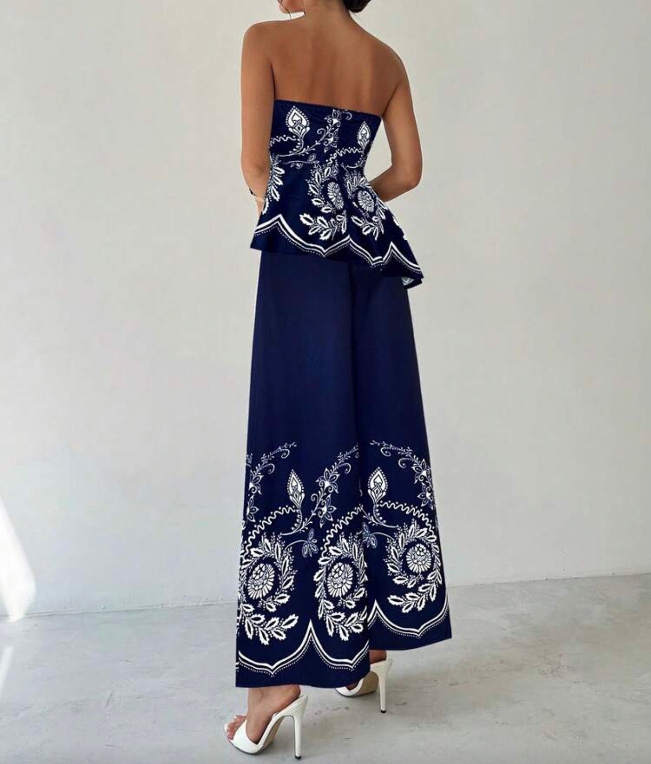 Strapless Blue Printed Set.