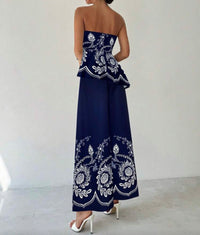 Strapless Blue Printed Set.