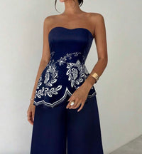 Strapless Blue Printed Set.