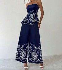 Strapless Blue Printed Set.