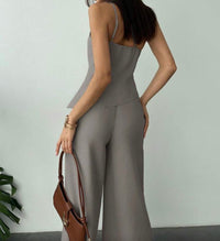 Elegant Two-Piece Gray Pants Set.