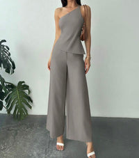 Elegant Two-Piece Gray Pants Set.
