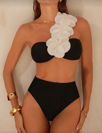 Elegant Petal One-Shoulder Bikini Set.