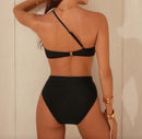 Elegant Petal One-Shoulder Bikini Set.